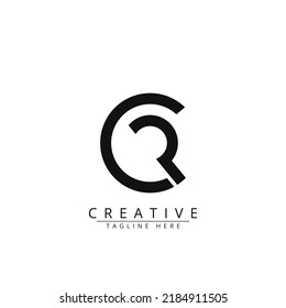 Unique creative minimal CR rounded logo icon design in vector format with black and white color.