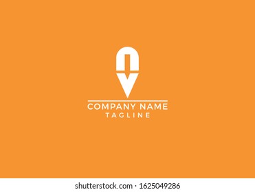 Unique creative minimal pen icon pencil logo for company in orange and white design vector editable file.