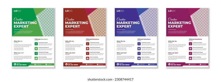 Unique creative and modern corporate flyer business flyer advertisement flyer multipurpose minimal official business advertising magazine poster flyer with color variation.