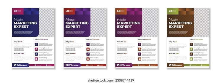 Unique creative and modern corporate flyer business flyer advertisement flyer multipurpose minimal official business advertising magazine poster flyer with color variation.