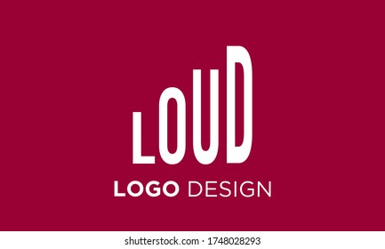 Diseño único creativo y moderno de logotipo Carta LOUD 