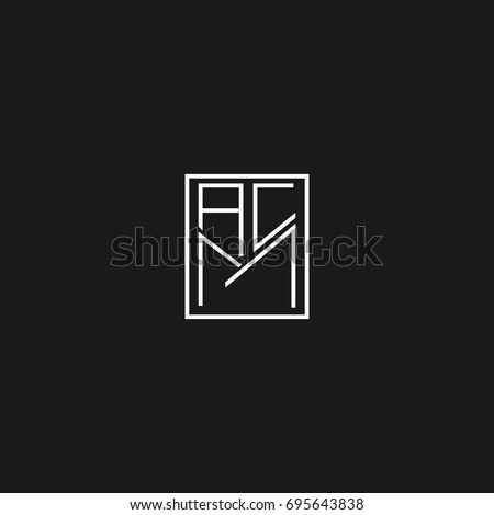 Unique creative modern stylish square shaped fashion brands black and white color AC CA AM MA CM MC A M C initial based letter icon logo. Imagine de stoc © 