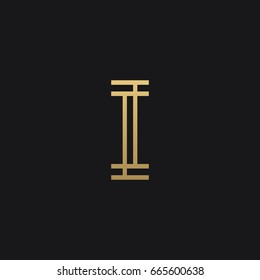 Unique creative modern trendy elegant fashion brands black and gold color I initial based letter icon logo. 
