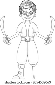 Unique And Creative Pirate Line Art Vector And Coloring Pages