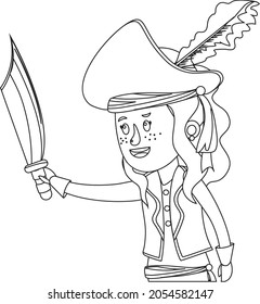 Unique And Creative Pirate Line Art Vector And Coloring Pages