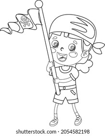 Unique And Creative Pirate Line Art Vector And Coloring Pages