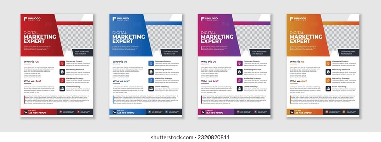 Plantilla exclusiva de volantes corporativos de viajero de negocios creativos y profesionales con diferentes variaciones de color.