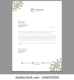 Unique creative professional clean and corporate modern business letterhead template design with green colours.