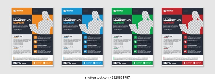 Unique creative and professional  corporate flyer Template with different color variations.