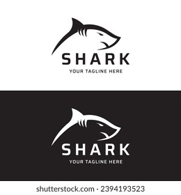 Unique and creative shark logo vector design.