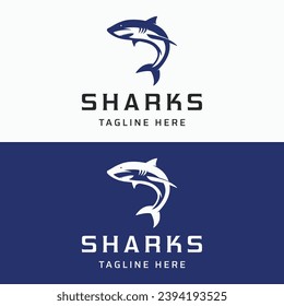 Unique and creative shark logo vector design.