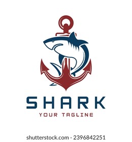 Unique and creative shark logo vector design. Wild Fish Vector Illustration, logo for emblem, badge, and brand company