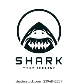 Unique and creative shark logo vector design. Wild Fish Vector Illustration, logo for emblem, badge, and brand company