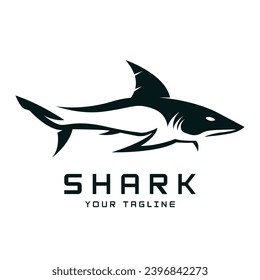 Unique and creative shark logo vector design. Wild Fish Vector Illustration, logo for emblem, badge, and brand company