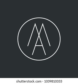 Unique creative simple fashion brands black and white MA AM initial based letter icon logo. Luxury linear creative monogram.