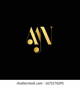 Únicas marcas de moda creativa simple negro y logotipo de carta basado en el logotipo Gold NM M M M inicial
