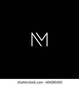 Unique creative simple fashion brands black and white NM MN M initial based letter icon logo