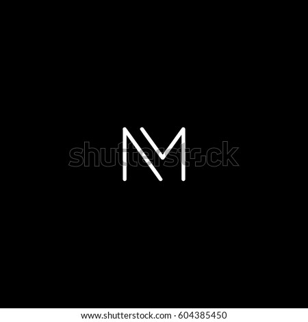 Unique creative simple fashion brands black and white NM MN M initial based letter icon logo Imagine de stoc © 