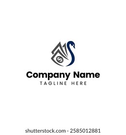 unique creative swan and money logo design
