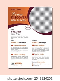 Unique and creative travel flyer design template.