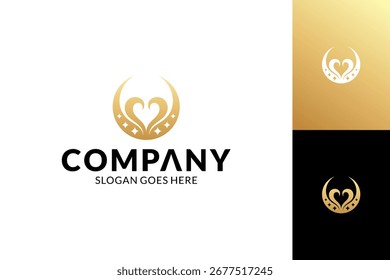 Unique crescent moon logo with heart and star shape ornament