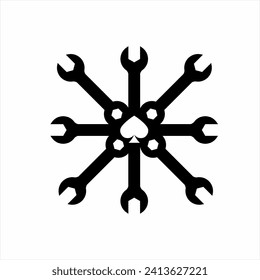 Unique cross logo design with wrench and Ace spade elements. Unique concept logo.