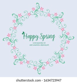Unique crowd of leaf and flower frame, for happy spring greeting card design. Vector