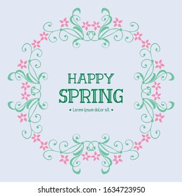 Unique crowd of leaf and flower frame, for happy spring greeting card design. Vector