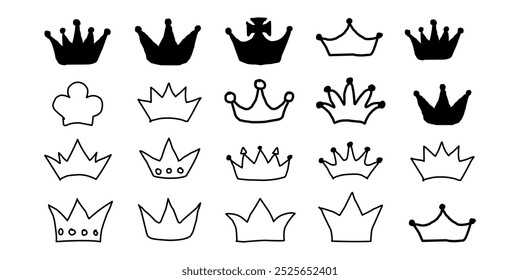 Conjunto de iconos de corona única para la marca real