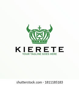Unique Crown with letter K font dan Horn image graphic icon logo design abstract concept vector stock. Can be used as a symbol related to grandeur or kingdom