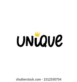 Unique Crown paper cutout quote lettering. Calligraphy inspiration graphic design typography element. Hand written postcard. Cute simple black vector sign letters geometric rough style print