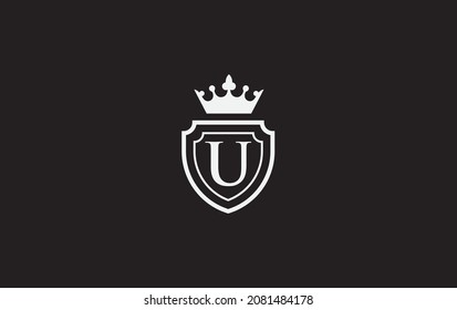 Unique crown and shield logo, art, symbol design with alphabet for professional brand and business