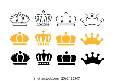 Unique crown vector illustration sets for luxury goods designs, golden crown, crown collection, luxury, elegant, premium, majestic, decorative, crownlike, imagery, ornate, prestigious, affinity, beaut