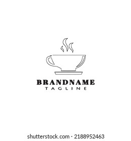 imagen de diseño de logotipo de dibujos animados de taza única icono ilustración de vector aislado negro