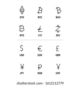 Unique currency signs illustration, vector