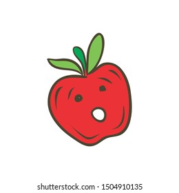 Unique and cute apple fruit icons. made by handwriting vector template