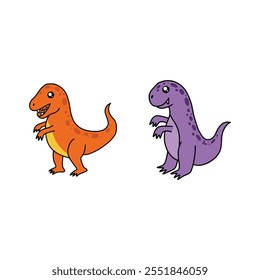 Unique Cute Cartoon Set Dinosaurs for Social Media Graphics and Online Content