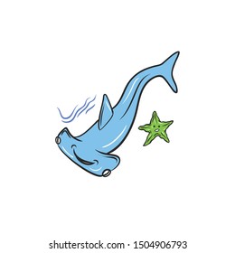 Unique and cute fish icons. made by handwriting vector template