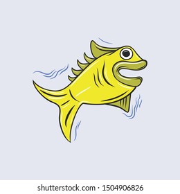 Unique and cute fish icons. made by handwriting vector template