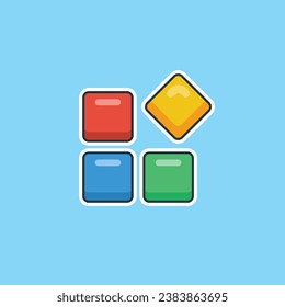Unique cute four square colorful flat design icon ready for any needs and print to make a sticker with blue background