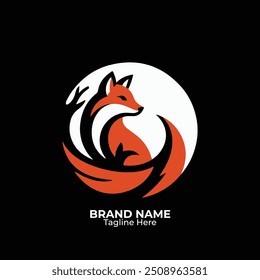 Unique  cute fox logo for 
 company design, emblem, illustration in a minimalist style