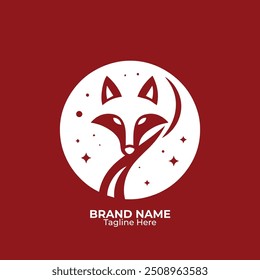 Unique  cute fox logo for 
 company design, emblem, illustration in a minimalist style