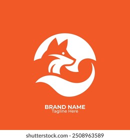 Unique  cute fox logo for 
 company design, emblem, illustration in a minimalist style
