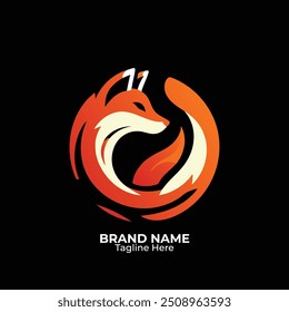 Unique  cute fox logo for 
 company design, emblem, illustration in a minimalist style