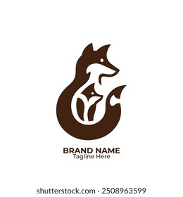 Unique  cute fox logo for 
 company design, emblem, illustration in a minimalist style