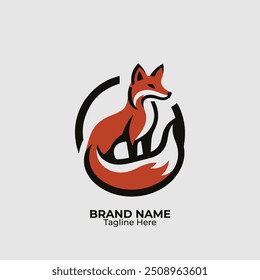 Unique  cute fox logo for 
 company design, emblem, illustration in a minimalist style