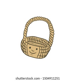 Unique and cute fruit basket icon. created with a handwriting vector template