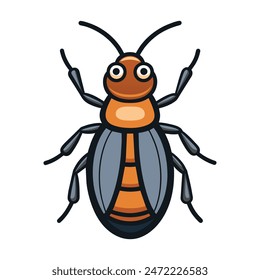 Unique, cute honey bee with a funny expression. A flat design icon, graphic vector illustration
