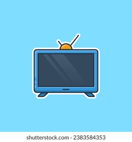 Unique Cute Illustration Cartoon Smart TV wireless Flat Icon for icon needs or sticker ready to print for any needs in blue color