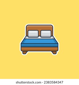 Unique Cute Illustration Cartoon Spring bed Flat Icon for icon needs or sticker ready to print for any needs in white color